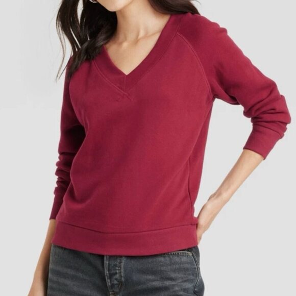 Universal Thread Womens Leisure Studio V-Neck Pullover Sweatshirt Size S - Picture 1 of 7